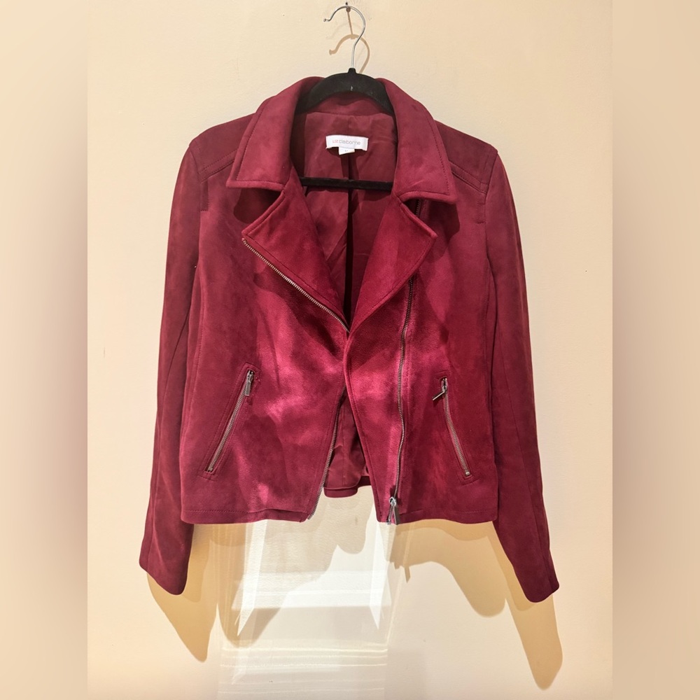 Liz Claiborne Women's Deep Maroon Faux Suede Jacket